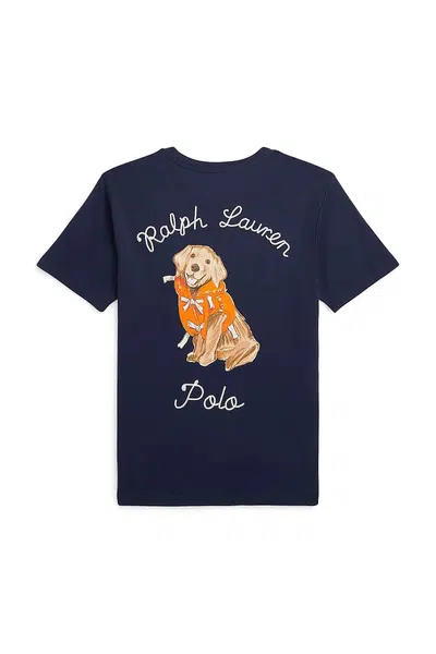 Dětské bavlněné tričko Polo Ralph Lauren tmavomodrá barva, s potiskem, 323964136001