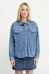 Džínová bunda Liu Jo modrá barva, přechodná, oversize, UA5165 DS069