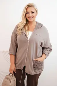 Kesi Włoski Dámská mikina Plus Size bavlněná oversize s dlouhým rukávem fango