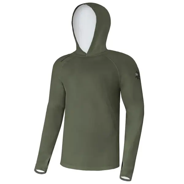 Giants fishing funkční tričko s dlouhým rukávem uv50+ hoodie dark green - xl