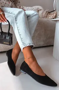 Baleríny Boto Flat Eco Suede Black Lelisa