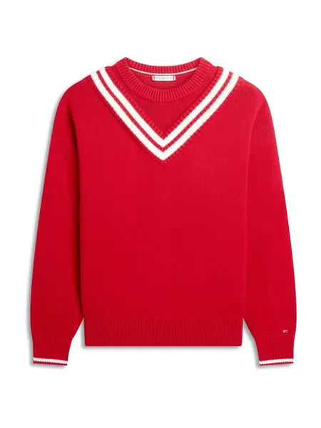TOMMY HILFIGER Sveter  červená / biela