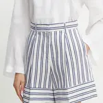 Šortky s příměsí lnu Marella ACUME bílá barva, high waist, 2513141034200