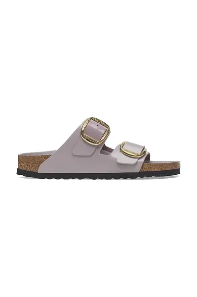 Kožené pantofle Birkenstock Arizona Hammered Buckle dámské, fialová barva, 1029762