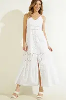 Guess bílé maxi šaty s ramínky