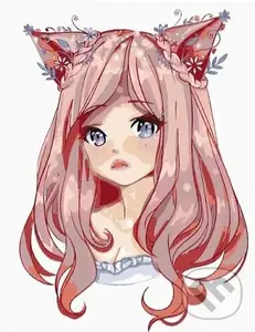 Malování podle čísel: Anime - Dívka s růžovými vlasy