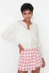Trendyol Ecru Crop Měkká Texturovaná Halenka - Kardigan Pletené Oblečení Pletený Kardigan