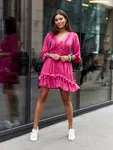 Pink dress Och Bella BI-0761.fuchsia