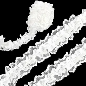 Cotton Pleated Elastic Lace Ribbon
