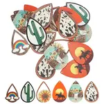 48Pcs 6 Styles Single Face Printed Aspen Wood Big Pendants