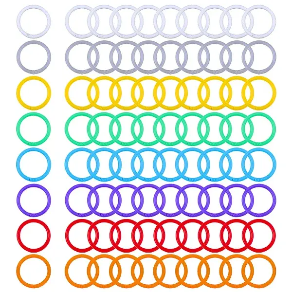 80Pcs 8 Colors Plastic Loose Leaf Book Binder Hinged Rings