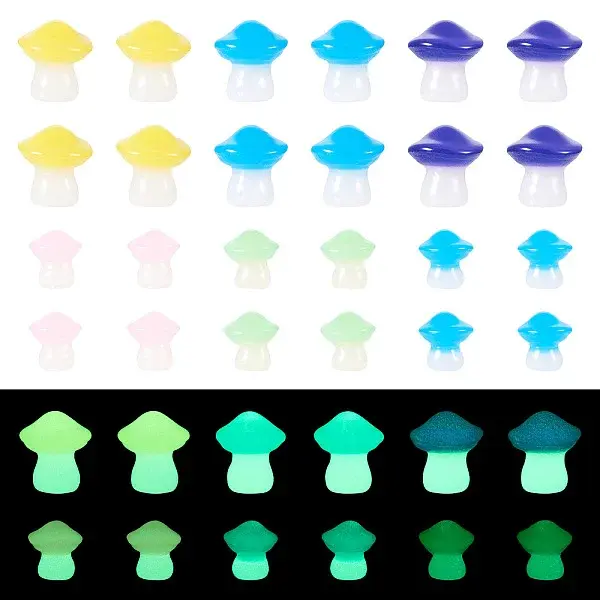 30Pcs 2 Styles Luminous Resin Mushroom Ornament