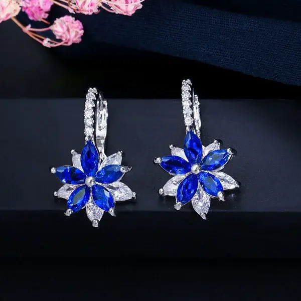 Brass Cubic Zirconia Hoop Earrings