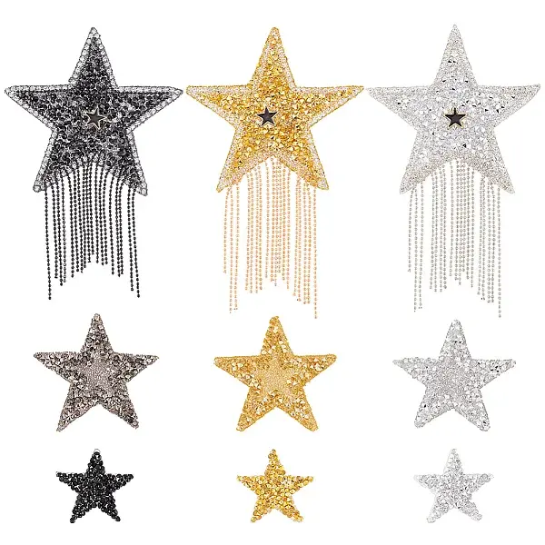 9Pcs 9 Style Star Hotfix Rhinestone