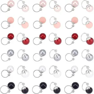 36Pcs 6 Colors Acrylic Pearl Beaded Cuff Earrings