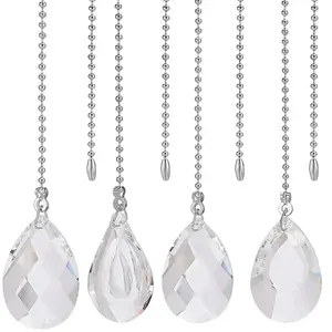 4Pcs 4 Styles Teardrop Glass Charms Ceiling Fan Pull Chain Extenders