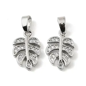 Brass Micro Pave Clear Cubic Zirconia Charms