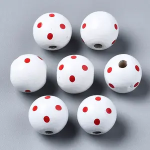 Painted Natural Wood European Beads