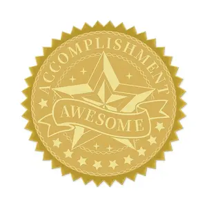 Plastic Self Adhesive Gold Foil Embossed Stickers