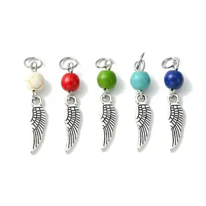 5Pcs 5 Styles Synthetic Turquoise Dyed Pendants