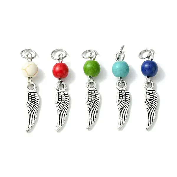 5Pcs 5 Styles Synthetic Turquoise Dyed Pendants