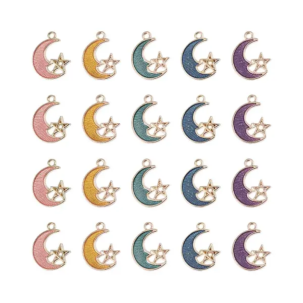 100pcs 5 Color Alloy Enamel Pendants