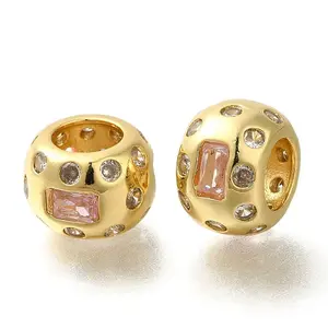 Rack Plating Brass Micro Pave Cubic Zirconia Beads