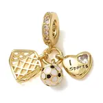 Sports Brass Micro Pave Clear Cubic Zirconia & Enamel Dangle Charms