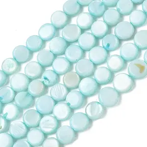 Natural Freshwater Shell Coin Beads Strands