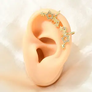 Brass Micro Pave Cubic Zirconia Cuff Earrings for Women