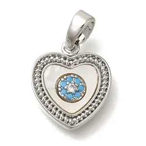 Brass Micro Pave Cubic Zirconia and Shell Pendants