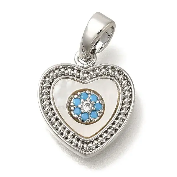 Brass Micro Pave Cubic Zirconia and Shell Pendants