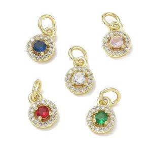 Brass Micro Pave Cubic Zirconia with Glass Charms