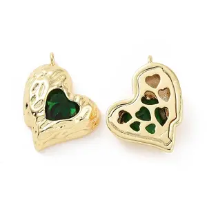 Brass Micro Pave Green Cubic Zirconia Pendants