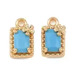 Brass Pave Deep Sky Blue Cubic Zirconia Charms