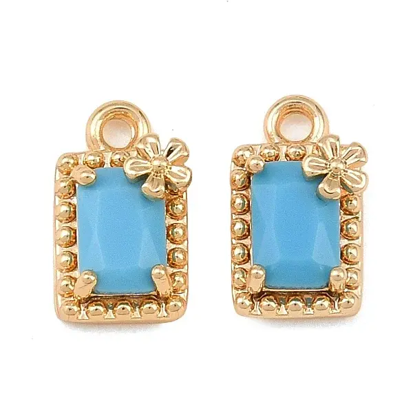 Brass Pave Deep Sky Blue Cubic Zirconia Charms