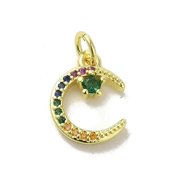 Golden Brass Pave Cubic Zirconia Pendants