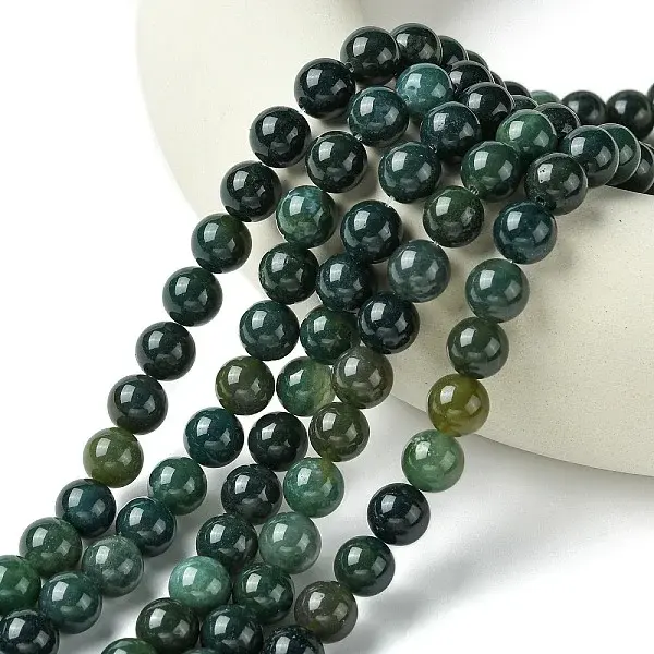 Natural Moss Agate Beads Strands