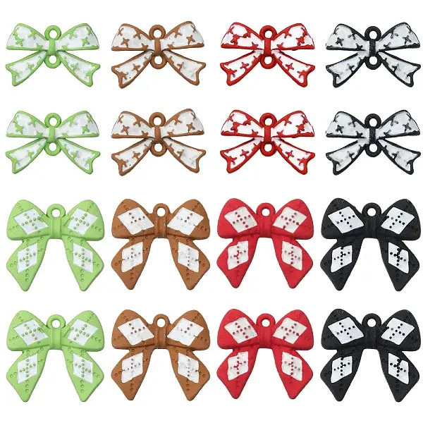 Bowknot 32Pcs 8 Styles Alloy Pendants & Connector Charms Findings Kits