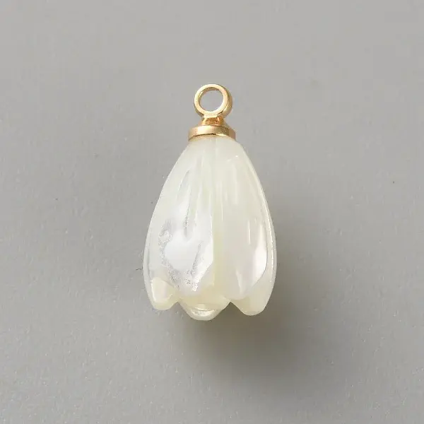 Natural Shell Carved Flower Charms