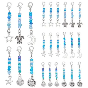 24Pcs 6 Styles Alloy Pendant Decorations