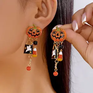 Alloy Rhinestone Dangle Stud Earrings