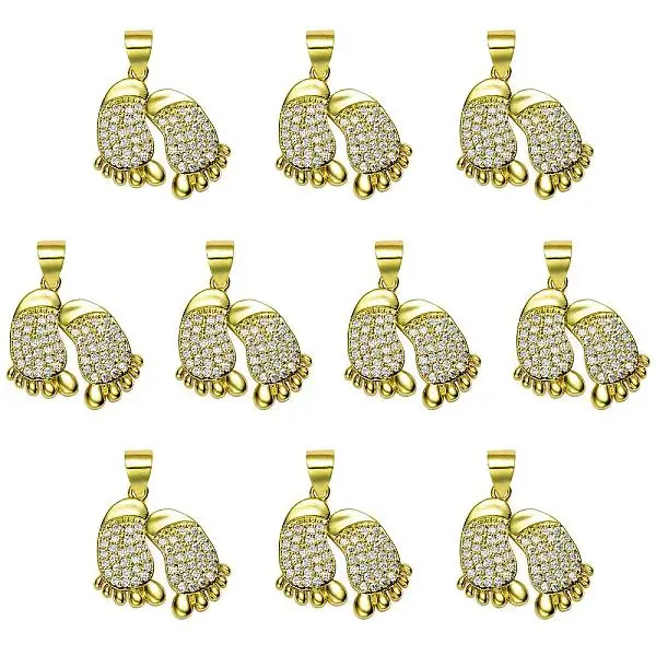 10Pcs Brass Pave Cubic Zirconia Pendants