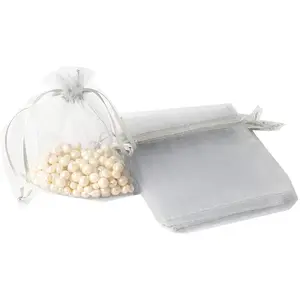 100Pcs Rectangle Organza DIY Craft Drawstring Bags