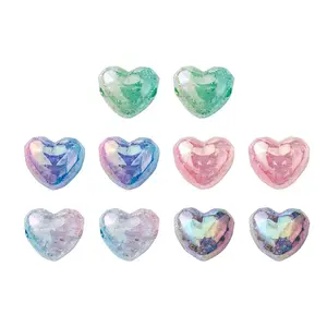 10Pcs 5 Colors Transparent Crackle Acrylic Beads