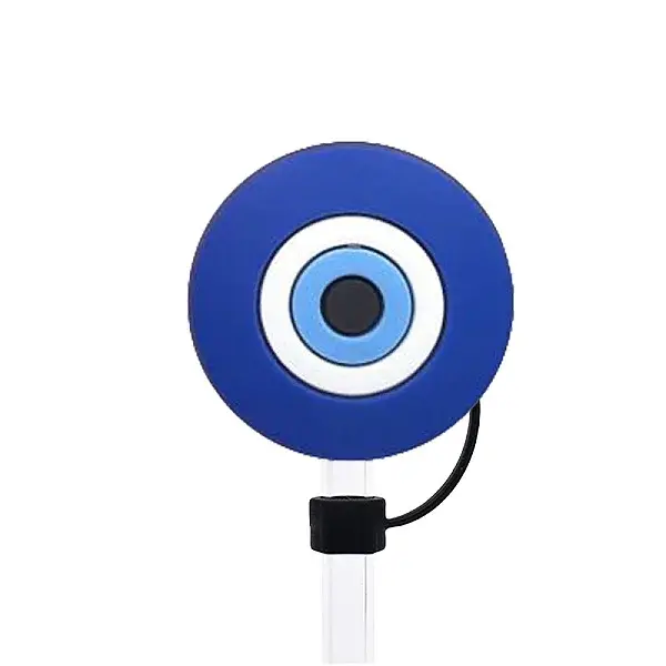 Blue Evil Eye Silicone Cartoon Style Dustproof Straw Cap