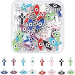 64Pcs 16 Style CCB Plastic Enamel Pendants