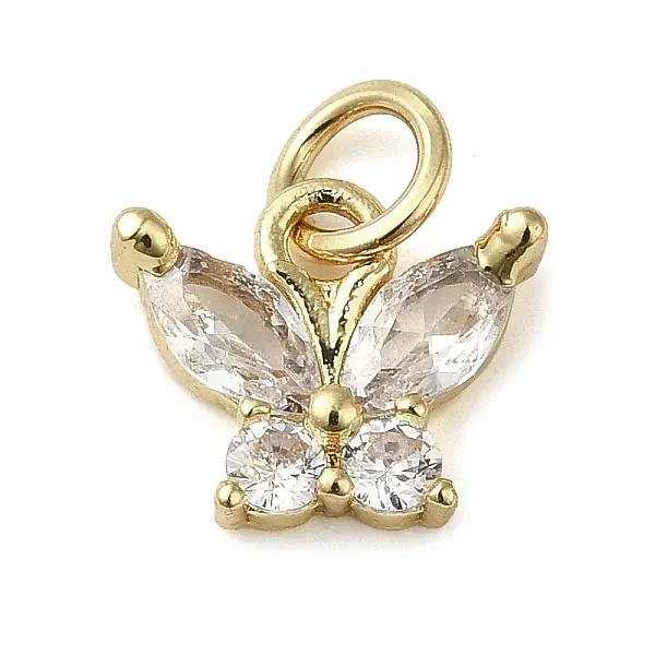 Brass Micro Pave Clear Cubic Zirconia Pendants