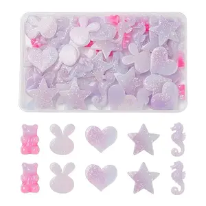 60Pcs 5 Style Opaque Resin Cabochons