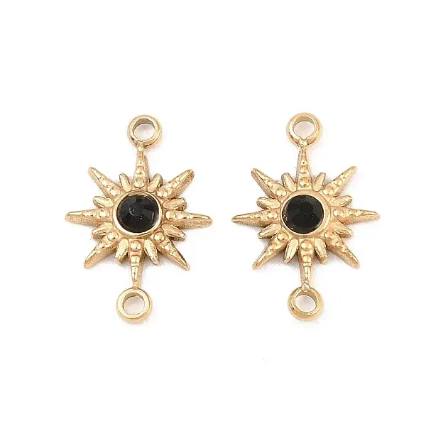 304 Stainless Steel Micro Pave Cubic Zirconia Connector Charm